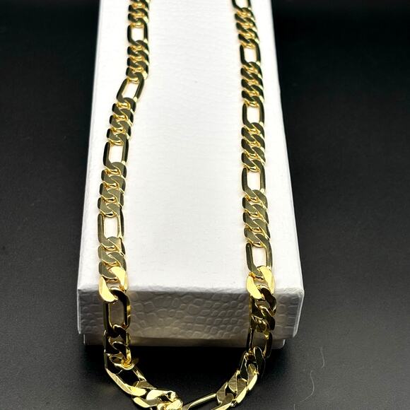 American Exchange Mens 18k Gold Plated Figaro Link 22
